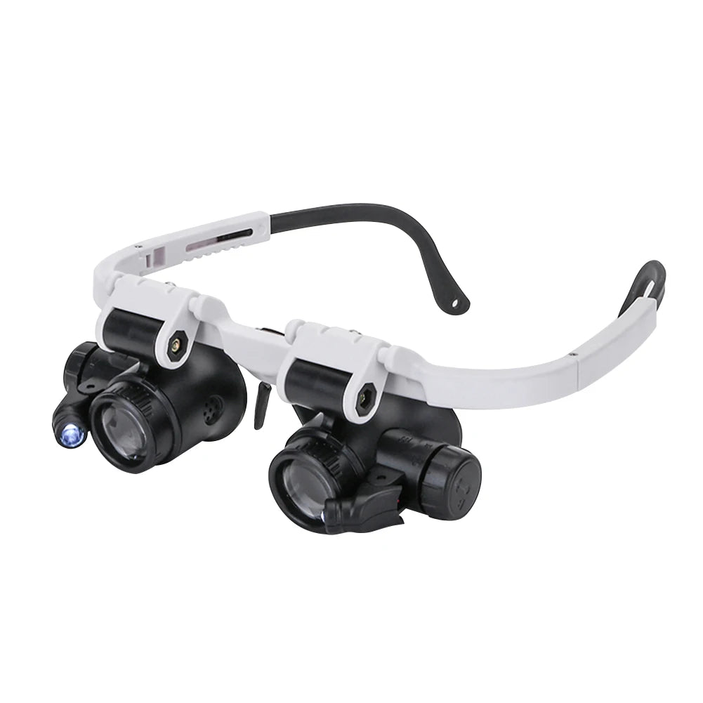 2x LED Watch Repair Magnifier Glasses – 8X, 15X, 23X Telescopic Lenses with LED Lights for Jewellery Inspection & Reading