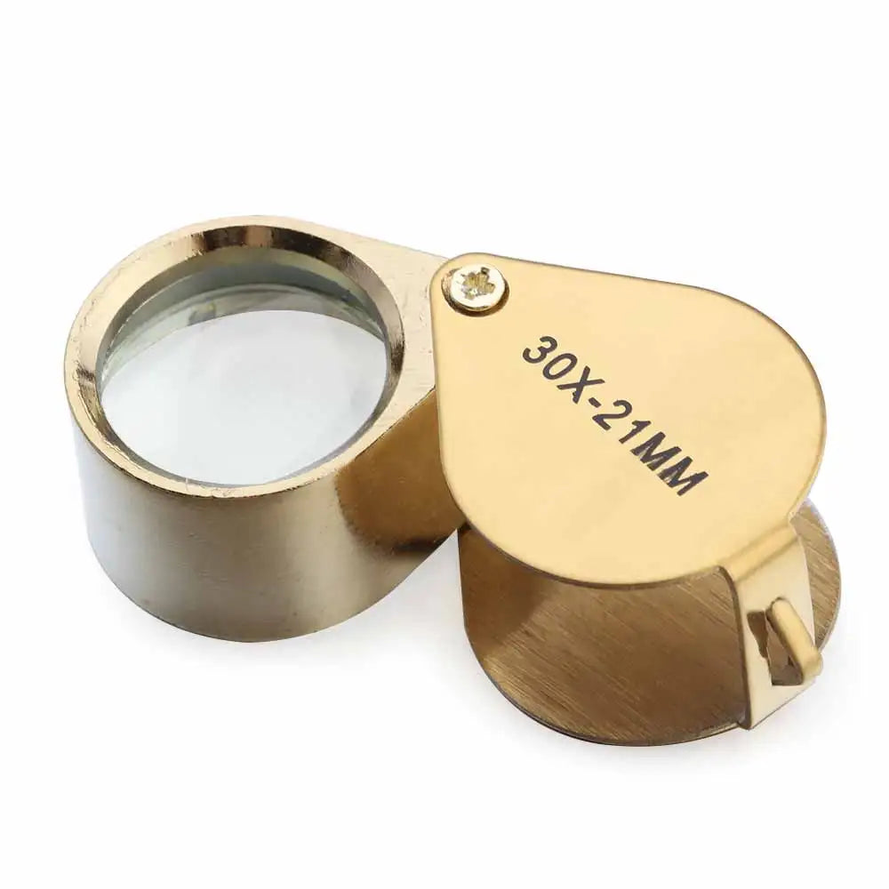 30X Mini Folding Jewellery Magnifying Glass – Portable Triplet Loupe for Diamond and Gemstone Inspection