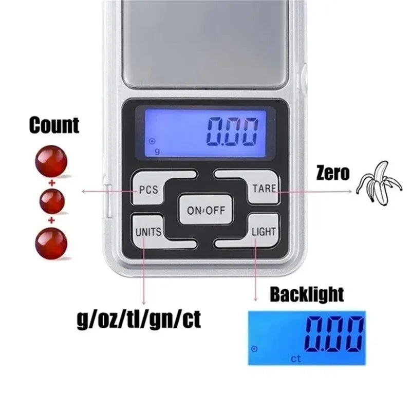 Electronic Digital Pocket Scale – 0.01g Precision Mini Jewelry Weighing Scale with Backlight Display for Kitchen (100g/200g/300g/500g Capacity)