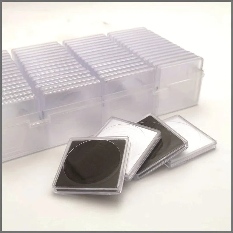 60-Piece Commemorative Coin Storage Set – Adjustable 30mm & 40mm Square and Round Boxes for Coin Collection