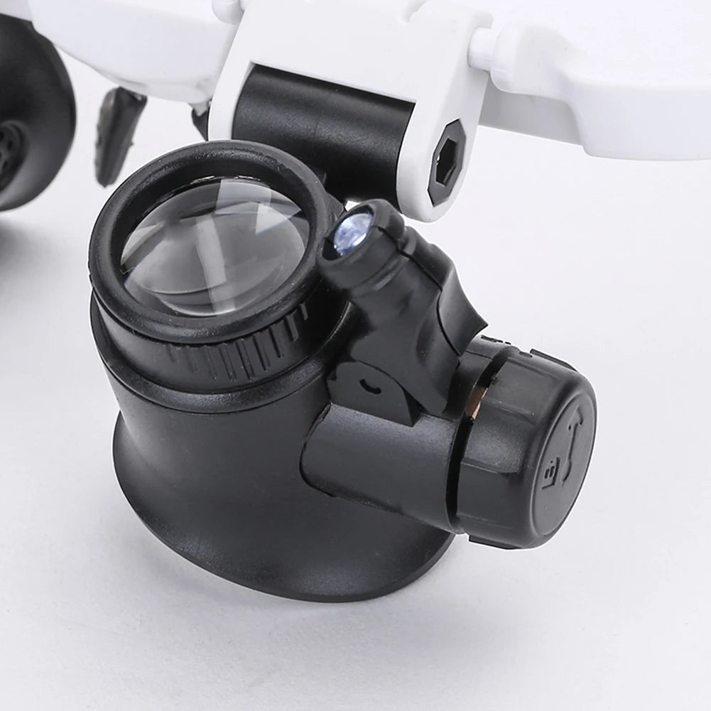 2x LED Watch Repair Magnifier Glasses – 8X, 15X, 23X Telescopic Lenses with LED Lights for Jewellery Inspection & Reading