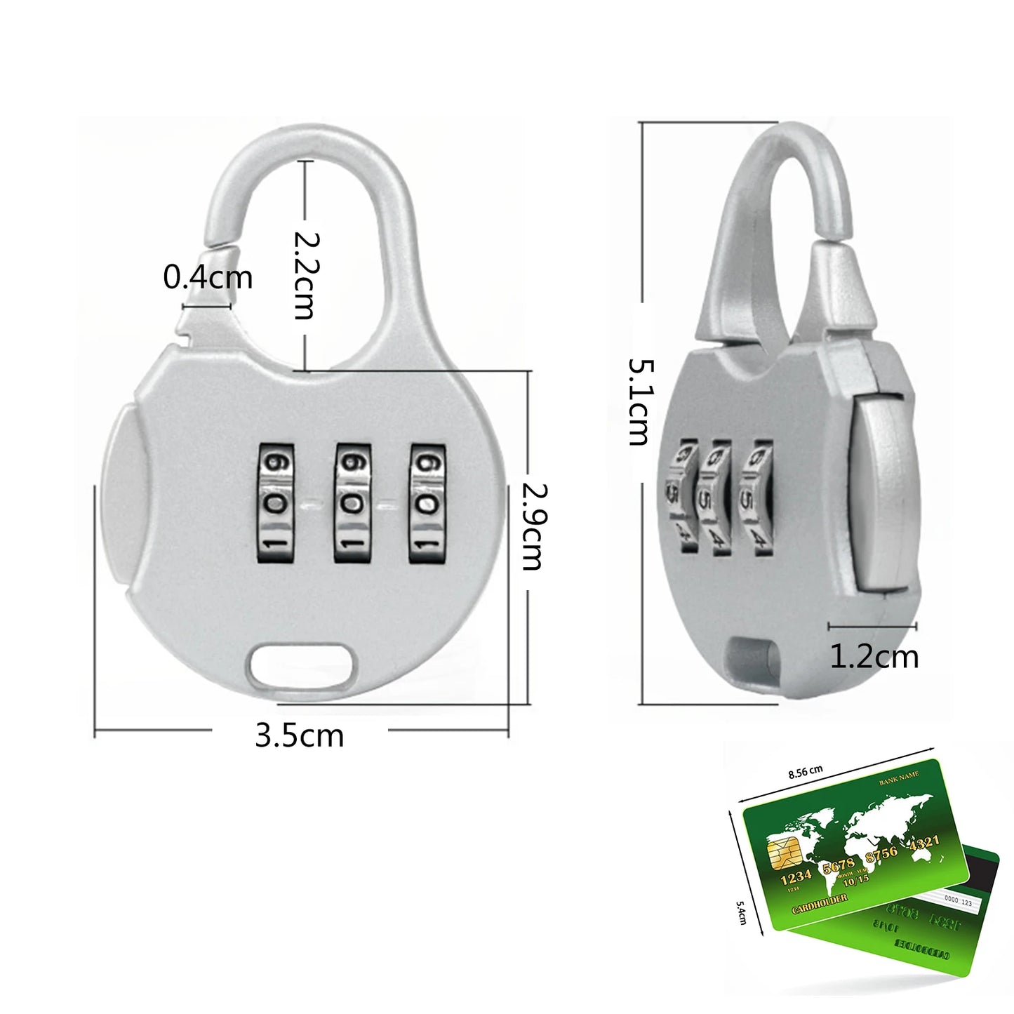 Luggage lock with a 3-digit combination.