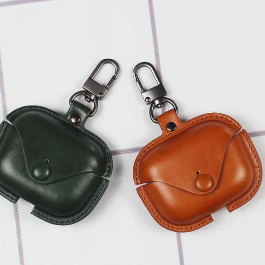 Genuine Leather Bluetooth Earphone Case – Protective Cover for Key Chain