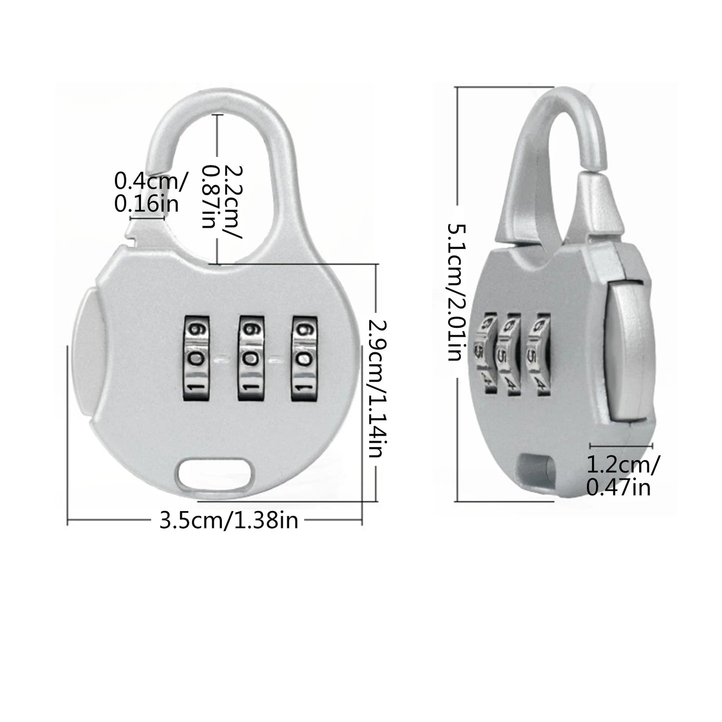 Luggage lock with a 3-digit combination.